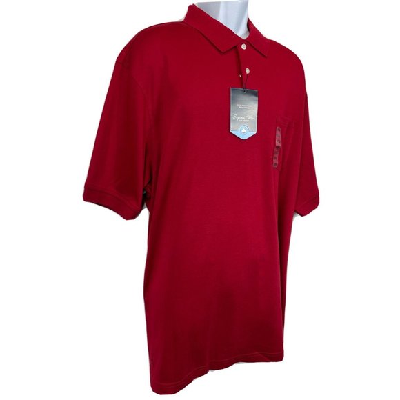 New Roundtree & Yorke Silky Collection Men's Red Short Slv Polo Shirt XXL- 2XB - Picture 2 of 7